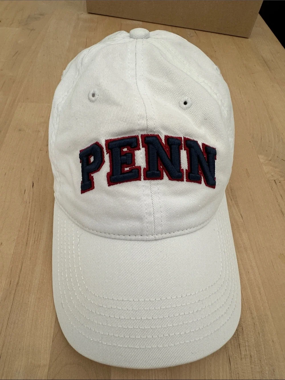 Legacy White Baseball Cap with Navy and Red 'PENN' Embroidery